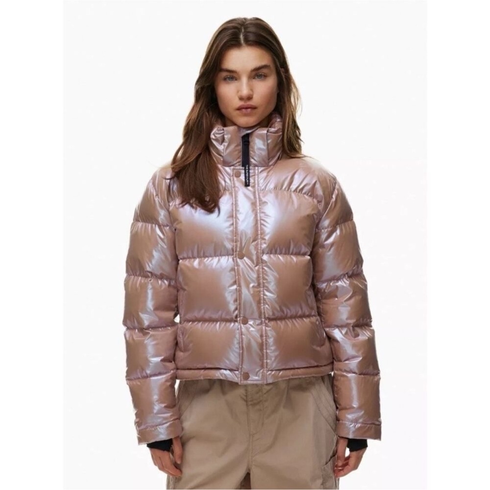 Aritzia Biscotti Pink Cropped Super Puff Size S